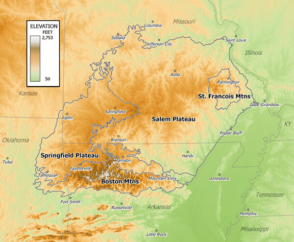 Ozark Relief Map, 2007 Ozark Relief Map, 2007
