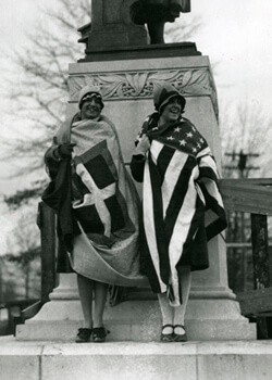 Photographer unknown, Two Italian-Americans, Elannore T. Carrieri and Anna Guarina, at unveiling of Columbus Statue, Richmond, Virginia, 1925. Courtesy of the Library of Virginia.   Photographer unknown, Two Italian-Americans, Elannore T. Carrieri and Anna Guarina, at unveiling of Columbus Statue, Richmond, Virginia, 1925. Courtesy of the Library of Virginia.