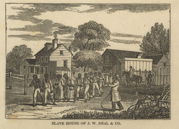 A slave coffle in Washington, D.C., possibly marching to auction, from William S. Dorr, Slave market of America, published by the American Anti-Slavery Society, 1836. Library of Congress Rare Book and Special Collections Division, LC-DIG-ppmsca-19705. The J. W. Neal slave house was near the city's center market.  A slave coffle in Washington, D.C., possibly marching to auction, from William S. Dorr, Slave market of America, published by the American Anti-Slavery Society, 1836. Library of Congress Rare Book and Special Collections Division, LC-DIG-ppmsca-19705. The J. W. Neal slave house was near the city's center market.