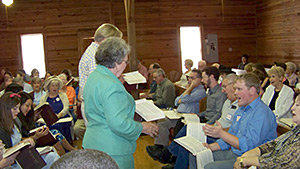 James Robert Chambless, Michael Thompson and Joyce Walton lead a song at a Sacred Harp singing, Holly Springs Primitive Baptist Church, Bremen, Georgia, June 2, 2012. James Robert Chambless, Michael Thompson and Joyce Walton lead a song at a Sacred Harp singing, Holly Springs Primitive Baptist Church, Bremen, Georgia, June 2, 2012.