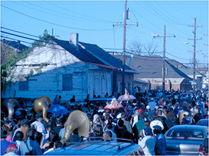 Nick Spitzer, Second line of funeral procession, New Orleans, Louisiana, 2005. Nick Spitzer, Second line of funeral procession, New Orleans, Louisiana, 2005.