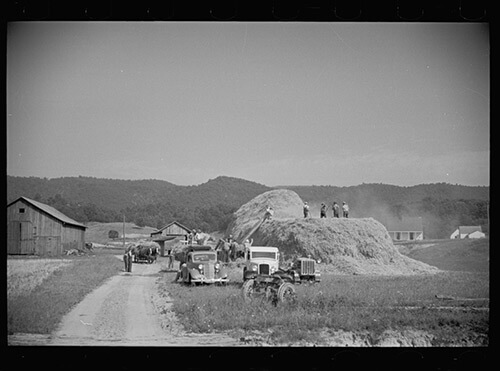 Carl Mydans, Threshing crew, Tygart Valley, West Virginia, August, 1936. Library of Congress Prinsts and Photographs Division, FSA/OWI Black & White Negatives Collection, LC-USF33-00723-M3. Carl Mydans, Threshing crew, Tygart Valley, West Virginia, August, 1936. Library of Congress Prinsts and Photographs Division, FSA/OWI Black & White Negatives Collection, LC-USF33-00723-M3.
