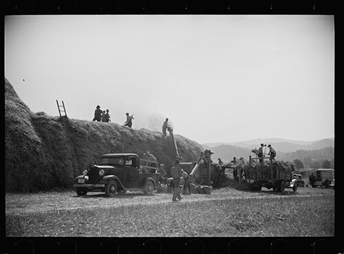 Carl Mydans, Threshing, Tygart Valley, West Virginia, August, 1936. Library of Congress Prints and Photographs Division, FSA/OWI Black & White Negatives Collection, LC-USF33-000723-M5. Carl Mydans, Threshing, Tygart Valley, West Virginia, August, 1936. Library of Congress Prints and Photographs Division, FSA/OWI Black & White Negatives Collection, LC-USF33-000723-M5.