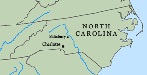 Map showing Salisbury, North Carolina, 2012. Map showing Salisbury, North Carolina, 2012.