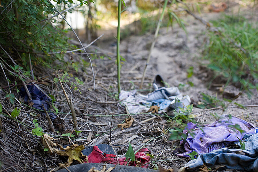 Susan Harbage Page, Clothing left behind on the US bank of the Rio Grande, Brownsville, Texas, 2008. Susan Harbage Page, Clothing left behind on the US bank of the Rio Grande, Brownsville, Texas, 2008.