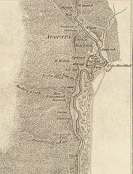 Archibald Campbell, Sketch of the northern frontiers of Georgia, extending from the mouth of the River Savannah to the town of Augusta, 1780. Library of Congress Geography and Map Division, 73694481. Archibald Campbell, Sketch of the northern frontiers of Georgia, extending from the mouth of the River Savannah to the town of Augusta, 1780. Library of Congress Geography and Map Division, 73694481.