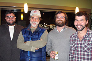 Betsy Teter, Hub City Writers Travis Blankenship, John Lane, Patrick Whitfill, and Eric Kocher pose after a reading at Hub City Bookshop, Spartanburg, South Carolina, 2012.  Betsy Teter, Hub City Writers Travis Blankenship, John Lane, Patrick Whitfill, and Eric Kocher pose after a reading at Hub City Bookshop, Spartanburg, South Carolina, 2012.
