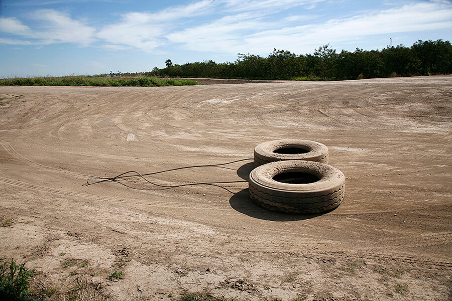 Tires dragged along roads by the Border Patrol to see fresh footprints left by immigrants, Brownsville, Texas, 2010. Photograph from Susan Harbage Page and Inés Valez's photo essay "Residues of Border Control," April 27, 2011. Courtesy of Southern Spaces. Tires dragged along roads by the Border Patrol to see fresh footprints left by immigrants, Brownsville, Texas, 2010. Photograph from Susan Harbage Page and Inés Valez's photo essay "Residues of Border Control," April 27, 2011. Courtesy of Southern Spaces.