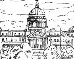 Yoshio Koya, Jackson, State Capitol Building, in Tengoku Amerika, Jigoku Amerika (Heaven America/Hell America) (Tokyo: Deido Shuppansha, 1951), 85. Yoshio Koya, Jackson, State Capitol Building, in Tengoku Amerika, Jigoku Amerika (Heaven America/Hell America) (Tokyo: Deido Shuppansha, 1951), 85.