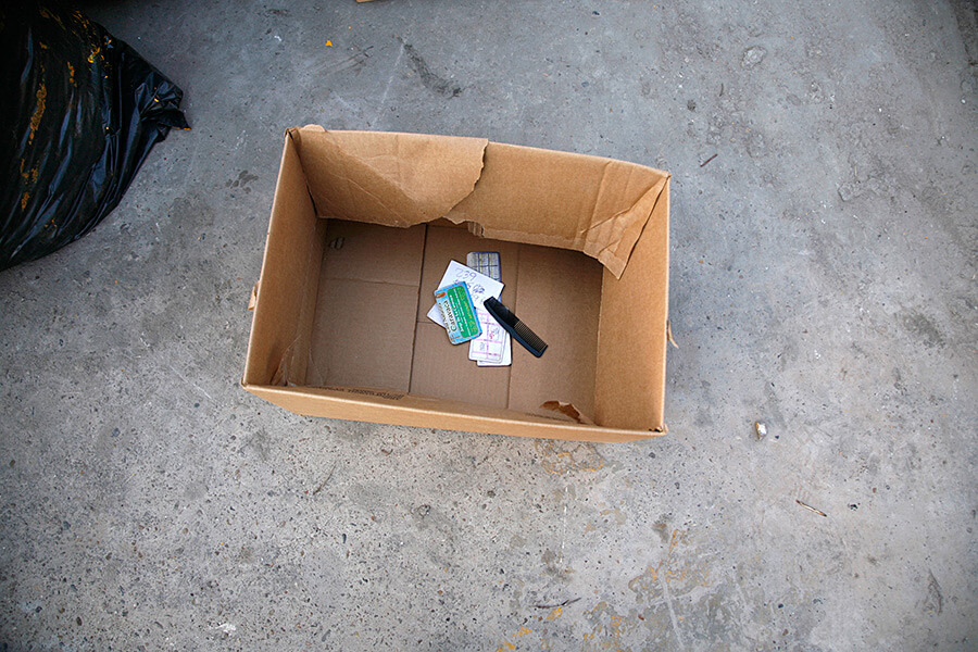 Susan Harbage Page, Department of Homeland Security box with contents, Matamoros, Mexico, 2010. Susan Harbage Page, Department of Homeland Security box with contents, Matamoros, Mexico, 2010.
