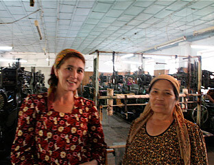 Mary E. Frederickson, Mother and daughter, both workers in the Margilan weave room, Uzbekistan, 2006. Mary E. Frederickson, Mother and daughter, both workers in the Margilan weave room, Uzbekistan, 2006.