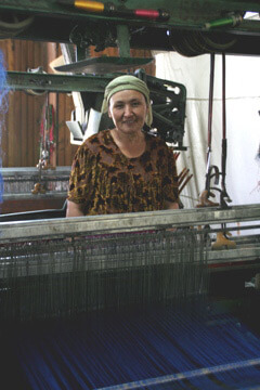 Mary E. Frederickson, Weaving silk and cotton, Margilan, Uzbekistan, 2006. Mary E. Frederickson, Weaving silk and cotton, Margilan, Uzbekistan, 2006.