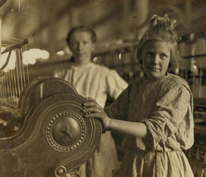 Lewis Hine, A typical spinner, Lancaster Cotton Mills, Lancaster, South Carolina, 1908. Courtesy of the Library of Congress, National Child Labor Committee Collection. Lewis Hine, A typical spinner, Lancaster Cotton Mills, Lancaster, South Carolina, 1908. Courtesy of the Library of Congress, National Child Labor Committee Collection.