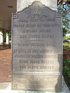 Figure 39. Holly Goldstein, Plaque on northeast pillar of Public Market, Plaza de la Constitución, St. Augustine, Florida, 2012. Figure 39. Holly Goldstein, Plaque on northeast pillar of Public Market, Plaza de la Constitución, St. Augustine, Florida, 2012.
