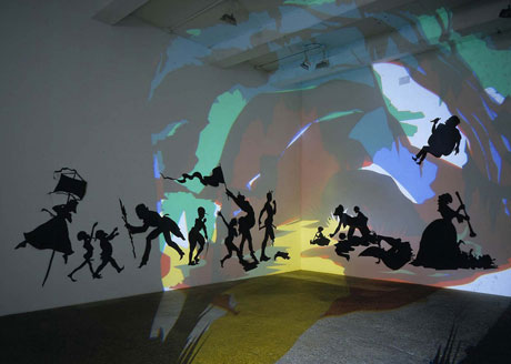 Kara Walker, Darkytown Rebellion, 2001. Cut paper and projection on wall. Kara Walker, Darkytown Rebellion, 2001. Cut paper and projection on wall.