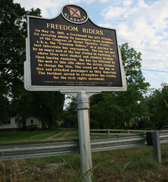 Freedom Riders historical marker outside of Anniston, Alabama, 2009. Freedom Riders historical marker outside of Anniston, Alabama, 2009.