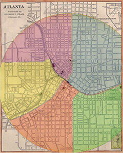 George F. Cram, Layout of Atlanta's Ward System (Fourth Ward in blue), 1874.  George F. Cram, Layout of Atlanta's Ward System (Fourth Ward in blue), 1874.