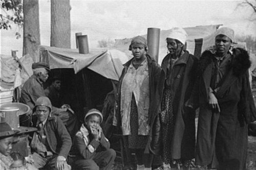 Arthur Rothstein, Evicted sharecroppers along Highway 60, New Madrid County, Missouri, January 1939. FSA-OWI Collection, Library of Congress, LC-USF33- 002967-M4. Arthur Rothstein, Evicted sharecroppers along Highway 60, New Madrid County, Missouri, January 1939. FSA-OWI Collection, Library of Congress, LC-USF33- 002967-M4.