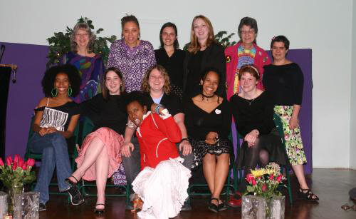 Photographer unknown, Members of Charis's Young Writers group with founder Linda Bryant (back row left), publisher and Charis Circle co-director Kelley Alexander (back row second from left), and writer Merrill Mushroom (back row second from right), Atlanta, Georgia, 2003. Photographer unknown, Members of Charis's Young Writers group with founder Linda Bryant (back row left), publisher and Charis Circle co-director Kelley Alexander (back row second from left), and writer Merrill Mushroom (back row second from right), Atlanta, Georgia, 2003.