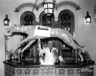 Robertson and Fresh, A Bartender at Colombia Spanish Restaurant supporting dog racing, Ybor City, Florida, April 19, 1942. Catalog no.: R05-00010677. Robertson and Fresh, A Bartender at Colombia Spanish Restaurant supporting dog racing, Ybor City, Florida, April 19, 1942. Catalog no.: R05-00010677.