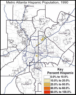 Metro Atlanta Hispanic Population, 1990, United States Census Bureau Metro Atlanta Hispanic Population, 1990, United States Census Bureau