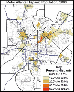 Metro Atlanta Hispanic Population, 2000, United States Census Bureau Metro Atlanta Hispanic Population, 2000, United States Census Bureau