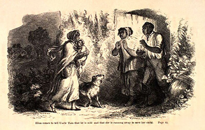 Harriette Beecher Stowe, "Eliza comes to tell Uncle Tom that  he is sold and that she is running away to save her child" from  Uncle Tom's Cabin. Harriette Beecher Stowe, "Eliza comes to tell Uncle Tom that  he is sold and that she is running away to save her child" from  Uncle Tom's Cabin.
