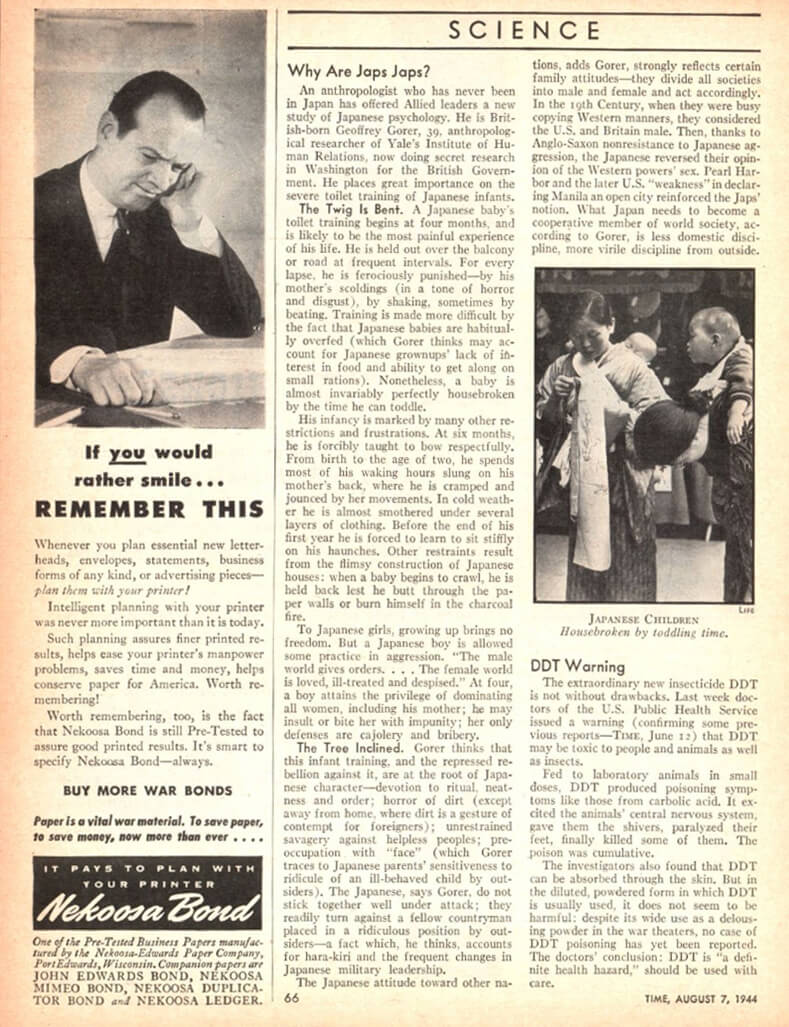 DDT Warning, August 7, 1944. Scan by Time magazine archive. Originally published in the August 7, 1944, issue of Time magazine, page 66. DDT Warning, August 7, 1944. Scan by Time magazine archive. Originally published in the August 7, 1944, issue of Time magazine, page 66.