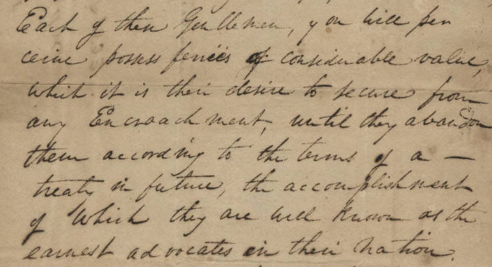 In this letter to Governor Lumpkin, John Ridge sought protection for the property of Major Ridge and treaty advocate Alexander McCoy two years before signing the Treaty of New Echota. Courtesy of the Georgia's Virtual Vault website, Georgia Archives, University System of Georgia. In this letter to Governor Lumpkin, John Ridge sought protection for the property of Major Ridge and treaty advocate Alexander McCoy two years before signing the Treaty of New Echota. Courtesy of the Georgia's Virtual Vault website, Georgia Archives, University System of Georgia.