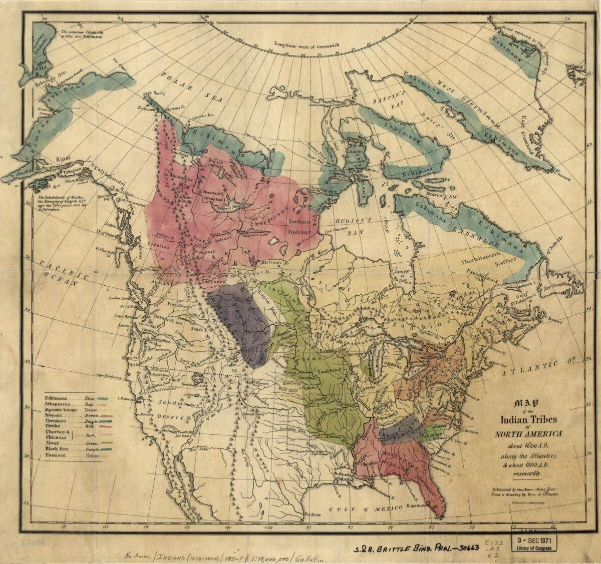 Map of the Indian tribes of North America about 1600 AD, Washington DC, 1836. Map by Albert Gallatin. Courtesy of the Library of Congress Geography and Map Division, loc.gov/resource/g3301e.ct000669/.