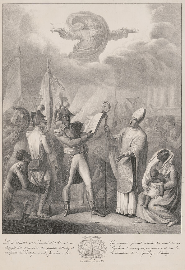Le 1er. Juillet 1801, Toussaint-L'Ouverture, 1801. Lithograph by Eugène Marie François Villain. Courtesy of the Library of Congress Prints and Photographs Division, loc.gov/pictures/item/2004669332. Lithograph by Eugène Marie François Villain