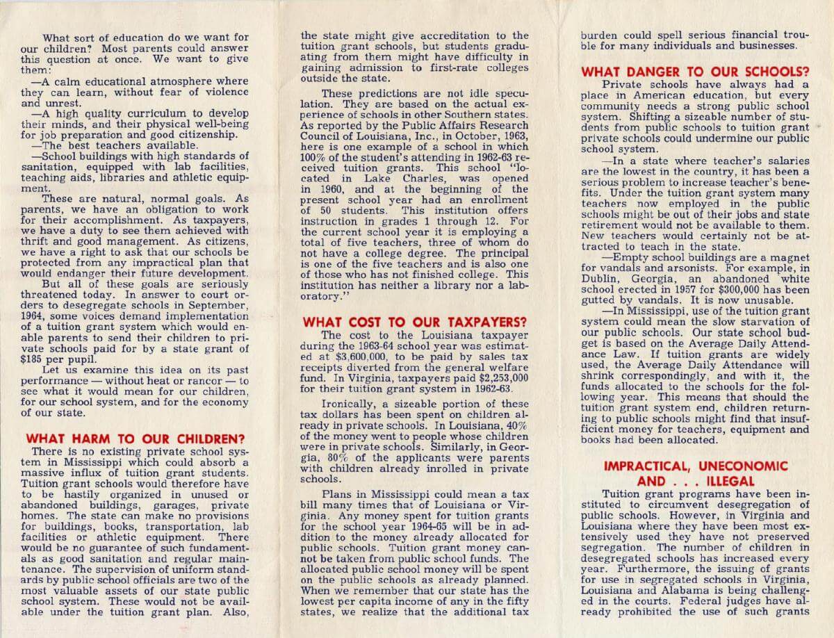 A Time to Speak, Jackson, Mississippi. Pamphlet by Mississippians for Public Education. Courtesy of the Constance Curry Papers, Stuart A. Rose Manuscript, Archives, and Rare Book Library, Emory University.