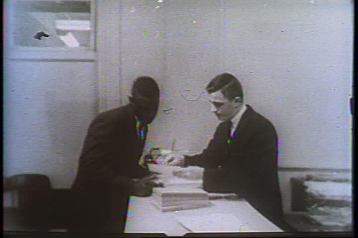 WSB-TV newsfilm clip of Harvey Gantt enrolling at Clemson University, Clemson, South Carolina, January 2, 1963. Video still by WSB-TV Atlanta. Courtesy of the Civil Rights Digital Library, Walter J. Brown Media Archives, University of Georgia.