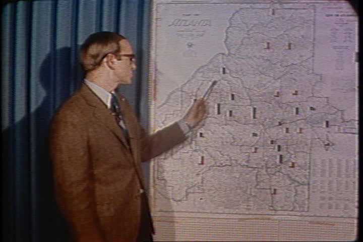 WSB-TV newsfilm clip of reporter Abe Gallman commenting on developments in the ongoing legal battle over school desegregation, Atlanta, Georgia, January 30, 1970. Video still by WSB-TV Atlanta. Courtesy of the Civil Rights Digital Library, Walter J. Brown Media Archives, University of Georgia.