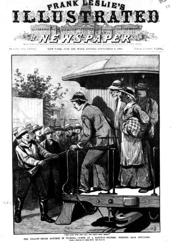 The yellow fever scourge in Florida, September 8, 1888. Illustration by unknown creator, published by Frank Leslie's Illustrated Newspaper. Courtesy of the General: Reference collection, Florida Memory website, The State Archives of Florida. The yellow fever scourge in Florida, September 8, 1888. Illustration by unknown creator, published by Frank Leslie's Illustrated Newspaper. Courtesy of the General: Reference collection, Florida Memory website, The State Archives of Florida.
