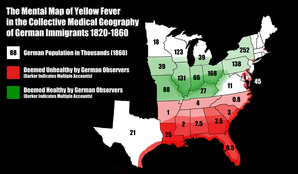 The Mental Map of Yellow Fever, 1860. Map provided by author. The Mental Map of Yellow Fever, 1860. Map provided by author.
