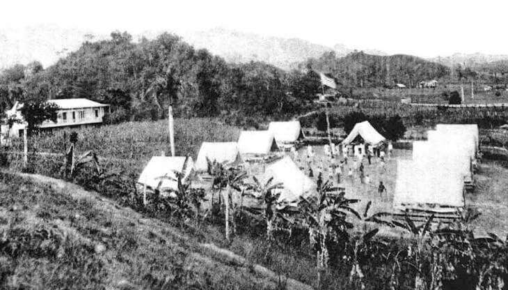 Field Hospital at Utuado, Puerto Rico, 1911. Originally published in Bailey K. Ashford and Pedro Guitérrez Igaravidez's Uncinariasis (Hookworm disease) in Porto Rico: a medical and economic problem (Washington DC: US Government Print Office, 1911). Image is in public domain. Field Hospital at Utuado, Puerto Rico, 1911. Originally published in Bailey K. Ashford and Pedro Guitérrez Igaravidez's Uncinariasis (Hookworm disease) in Porto Rico: a medical and economic problem (Washington DC: US Government Print Office, 1911). Image is in public domain.