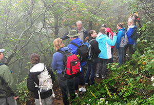 "Where There Are Mountains" program with Dr. Alan Smith, Mountains to Sea Trail, Craggy Gardens, North Carolina, September, 2011. Photograph by Dr. Marc Mullinax. Courtesy of the Liston B. Ramsey Center for Regional Studies at Mars Hill University. "Where There Are Mountains" program with Dr. Alan Smith, Mountains to Sea Trail, Craggy Gardens, North Carolina, September, 2011. Photograph by Dr. Marc Mullinax. Courtesy of the Liston B. Ramsey Center for Regional Studies at Mars Hill University.