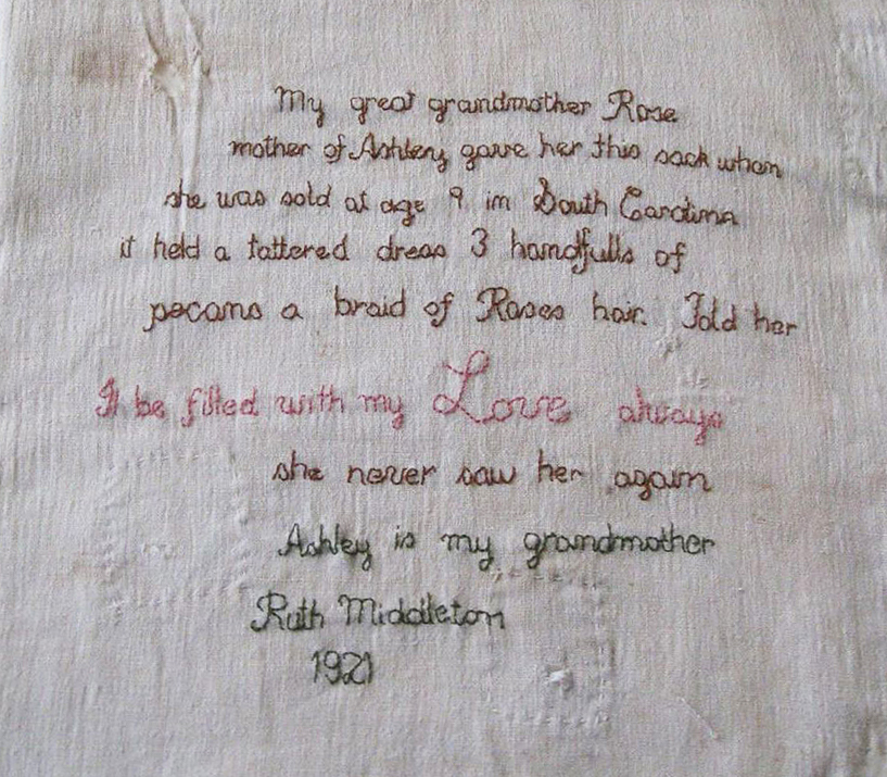 Detail of Ashley's Sack, Charleston, South Carolina, 2016. Photograph courtesy of the Middleton Place Foundation. Detail of Ashley's Sack, Charleston, South Carolina, 2016. Photograph courtesy of the Middleton Place Foundation.