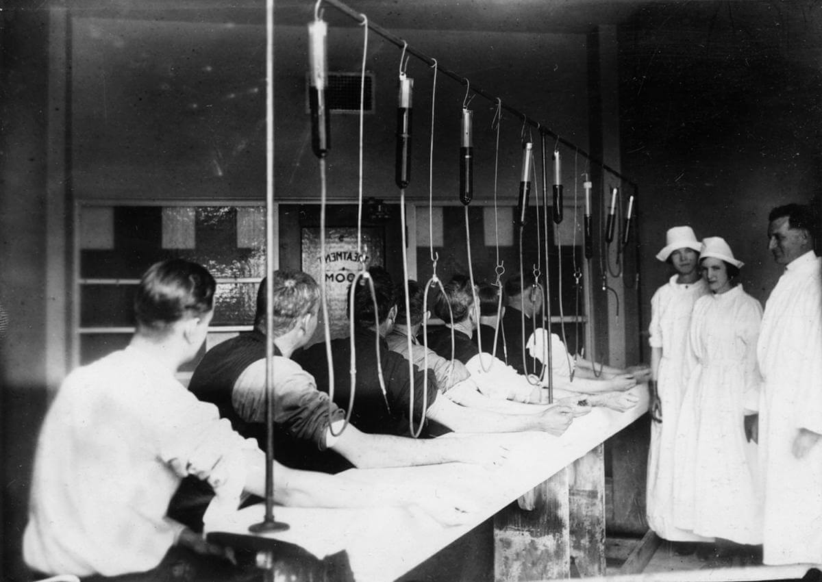 The Salvarsan room, US Public Health Service VD Clinic, Hot Springs, Arkansas, date unknown. Courtesy of the University of Arkansas for Medical Sciences Historical Research Center and Elliott Bowen. The Salvarsan room, US Public Health Service VD Clinic, Hot Springs, Arkansas, date unknown. Courtesy of the University of Arkansas for Medical Sciences Historical Research Center and Elliott Bowen.
