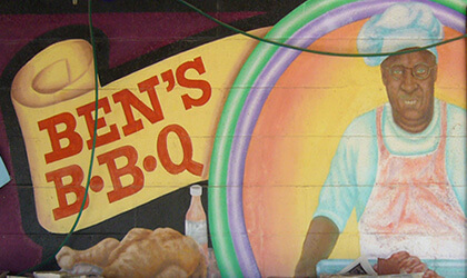 Ben's Long Branch Bar-B-Q, operated by Mississippi native Ben Wash, closed in 2009 after more than twenty years in business. Photograph by Flickr user Kent Wang (CC BY-SA 2.0). Ben's Long Branch Bar-B-Q, operated by Mississippi native Ben Wash, closed in 2009 after more than twenty years in business. Photograph by Flickr user Kent Wang (CC BY-SA 2.0).