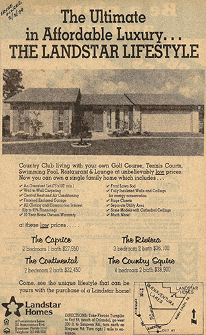 "The Landstar Lifestyle," Landstar Homes advertisement, Home Finder, 1979. "The Landstar Lifestyle," Landstar Homes advertisement, Home Finder, 1979.