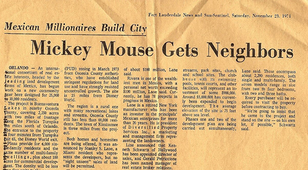 "Mickey Mouse Gets Neighbors," Fort Lauderdale News and Sun-Sentinel, November 23, 1974. "Mickey Mouse Gets Neighbors," Fort Lauderdale News and Sun-Sentinel, November 23, 1974.