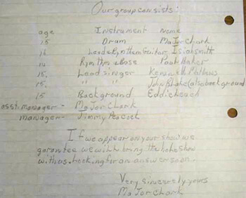 The Superiors, a group of six teenagers from Smithfield, North Carolina, were among those who wrote to J.D. Lewis ask for a chance to perform on Teenage Frolics. Raleigh, North Carolina, July 25, 1967. Used with permission of Yvonne Holley, Lewis Family Papers #5499, Southern Historical Collection, The Wilson Library, University of North Carolina at Chapel Hill. The Superiors, a group of six teenagers from Smithfield, North Carolina, were among those who wrote to J.D. Lewis ask for a chance to perform on Teenage Frolics. Raleigh, North Carolina, July 25, 1967. Used with permission of Yvonne Holley, Lewis Family Papers #5499, Southern Historical Collection, The Wilson Library, University of North Carolina at Chapel Hill.