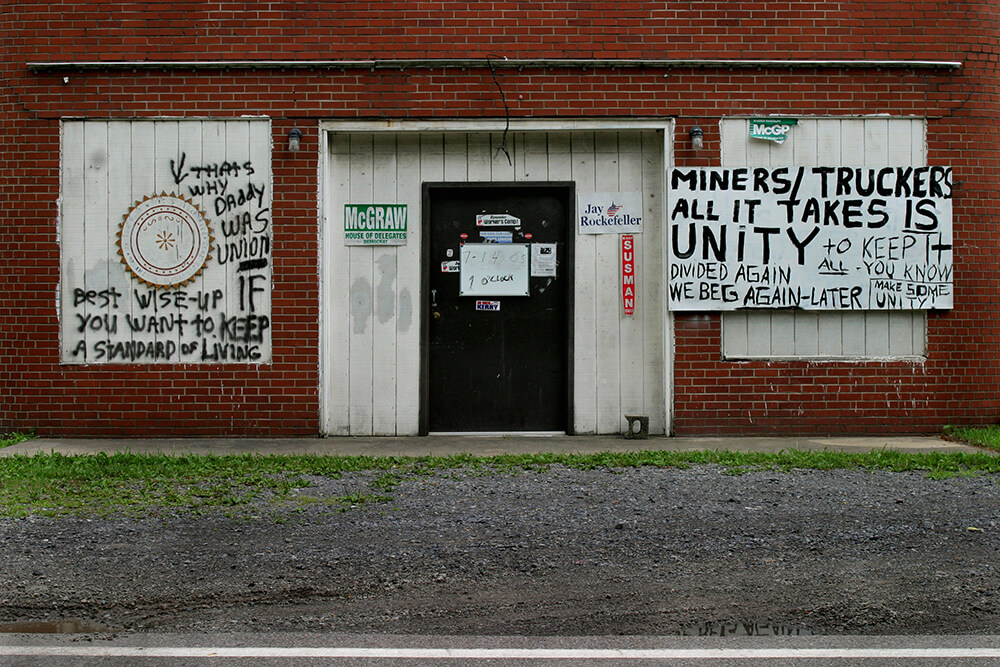 Shuttered UMWA local union hall. Sundial, WV, 2005. Shuttered UMWA local union hall. Sundial, WV, 2005.