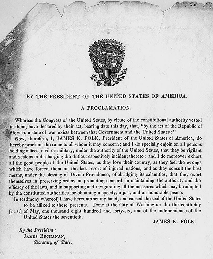 By the President of the United States of America. A proclamation, Washington, D.C., 1846. Proclamation by James K. Polk. Courtesy of the Library of Congress Rare Book and Special Collections Division, loc.gov/resource/rbpe.19800400. By the President of the United States of America. A proclamation, Washington, D.C., 1846. Proclamation by James K. Polk. Courtesy of the Library of Congress Rare Book and Special Collections Division, loc.gov/resource/rbpe.19800400.