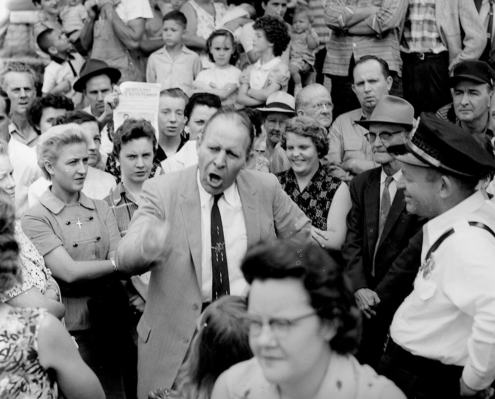 Fred Stroud rails against integration, Nashville, TN, September 1957. © Nashville Public Library. Fred Stroud rails against integration, Nashville, TN, September 1957. © Nashville Public Library.