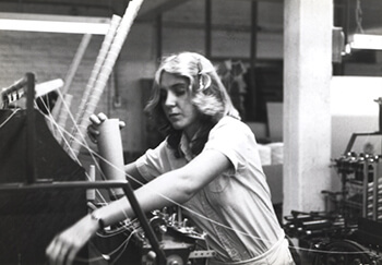 Blonde Woman Working in a Textile Plant, Tennessee, circa late 1970s. Courtesy of Special Collections and Archives, Georgia State University Library, Southern Labor Archives, Amalgamated Clothing and Textile Workers Union, Memphis-Jackson Joint Board Records, L1992_11_112. Blonde Woman Working in a Textile Plant, Tennessee, circa late 1970s. Courtesy of Special Collections and Archives, Georgia State University Library, Southern Labor Archives, Amalgamated Clothing and Textile Workers Union, Memphis-Jackson Joint Board Records, L1992_11_112.
