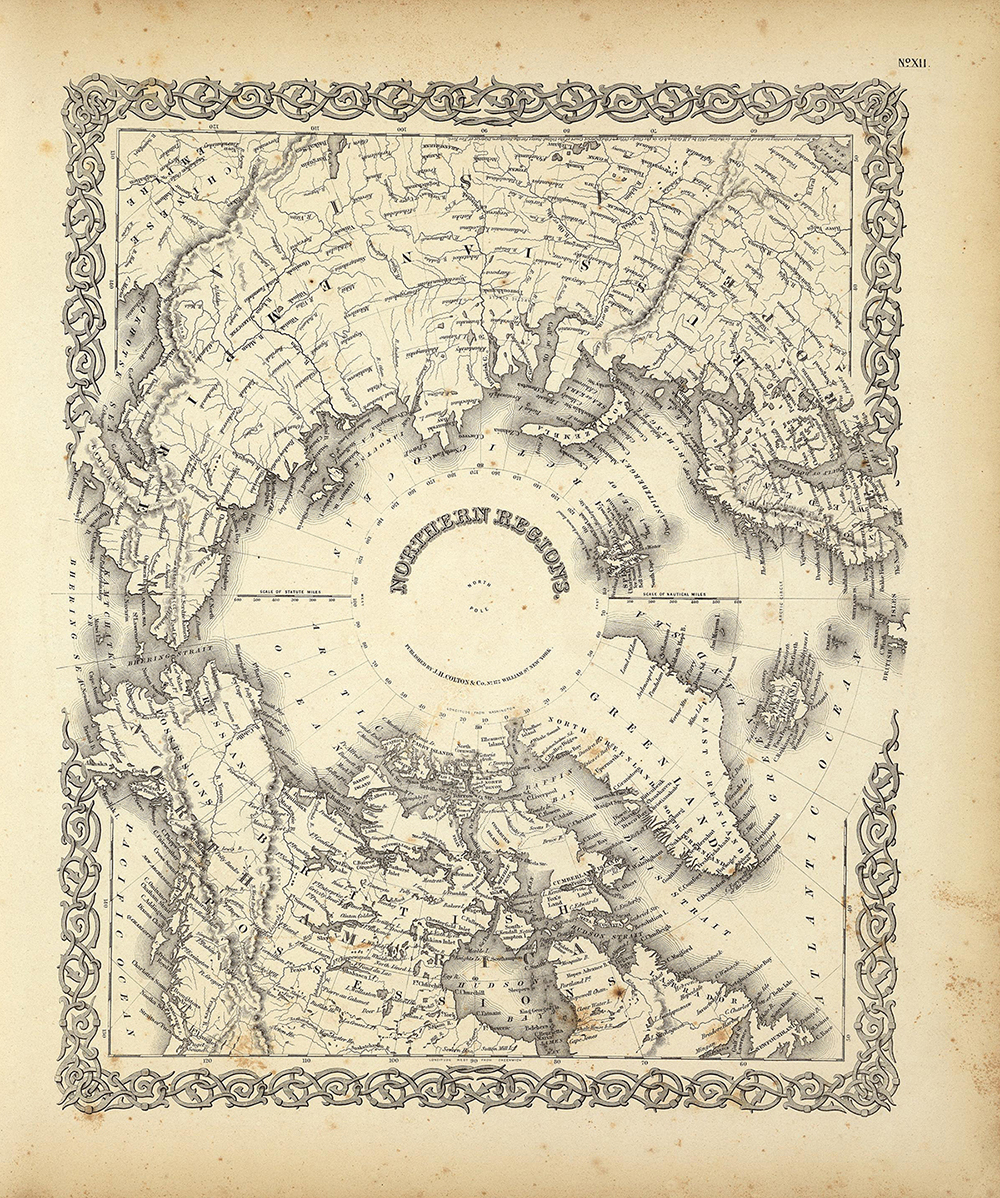Northern Regions, 1855. Originally published in Colton's Atlas Of The World, Illustrating Physical And Political Geography (New York: J.H. Colton And Co., 1855). Courtesy of the David Rumsey Map Collection. Northern Regions, 1855. Originally published in Colton's Atlas Of The World, Illustrating Physical And Political Geography (New York: J.H. Colton And Co., 1855). Courtesy of the David Rumsey Map Collection.