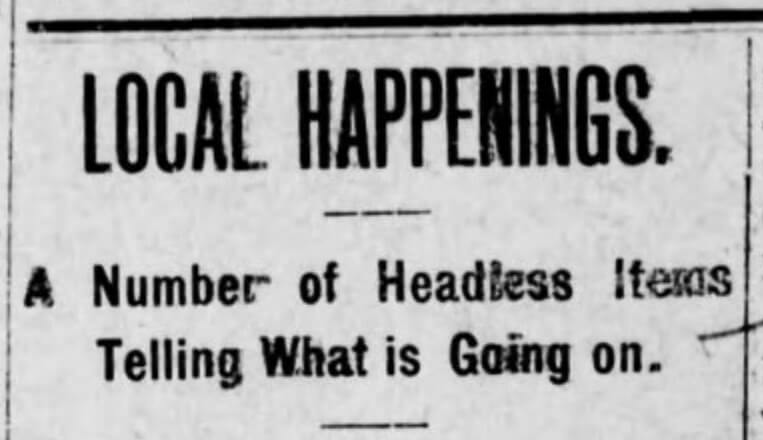 Newspaper clippings from "Local Happenings," Union Recorder (Milledgeville, GA), October 6, 1908, pg. 5. Public domain. Newspaper clippings from "Local Happenings," Union Recorder (Milledgeville, GA), October 6, 1908, pg. 5. Public domain.